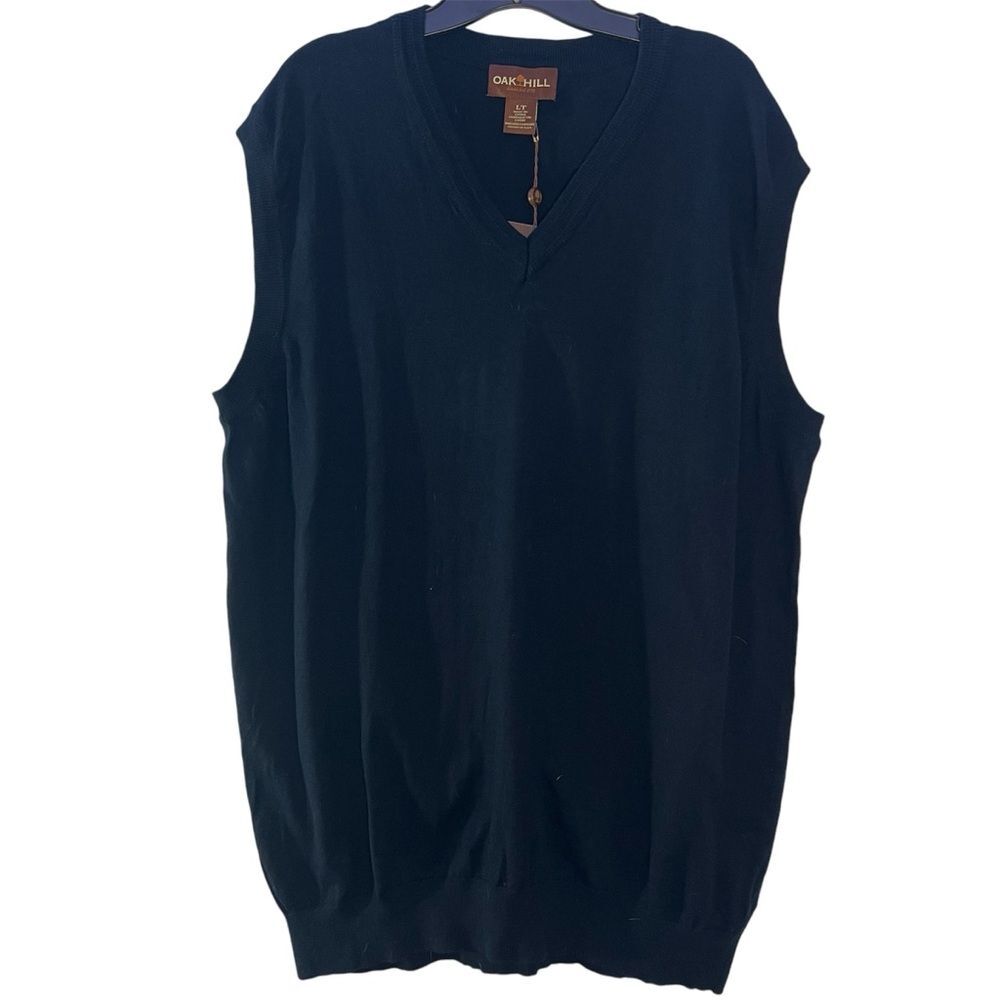OAK HILL Golf Dark Navy Blue Men's LT Large Tall V Neck Cotton Sweater‎ Vest NEW
